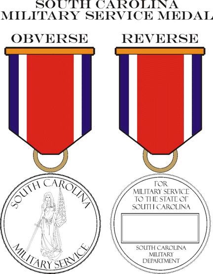 Design for Military Service To The State Of South Carolina medal